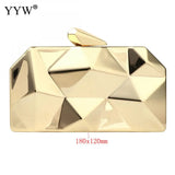 Geometry Pattern Clutch Silver Evening Bag Chain Strap Wallet Pouch
