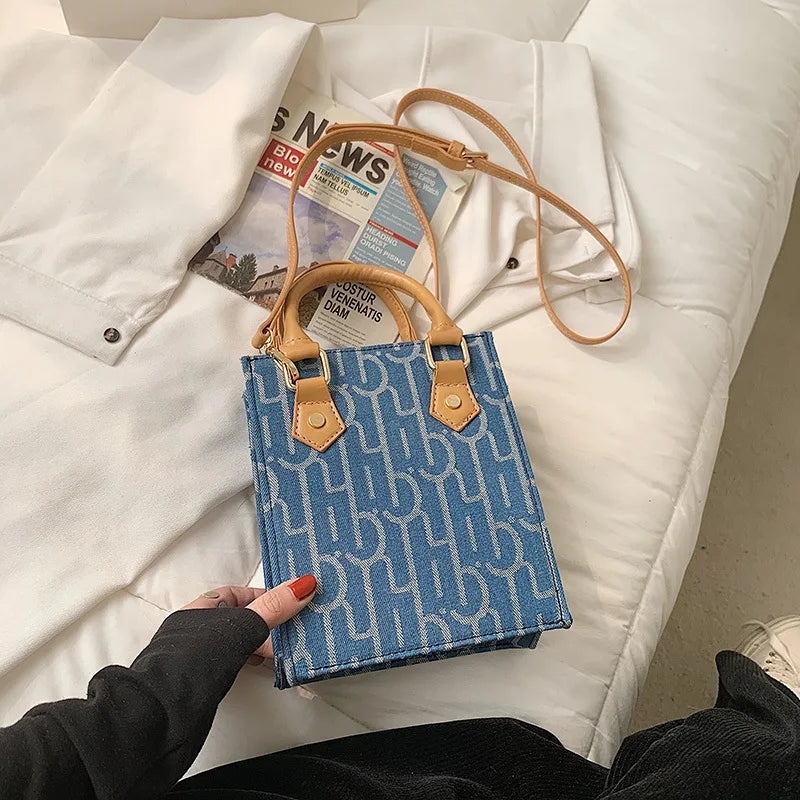 Denim Crossbody Bag Magnetic Buckle Women