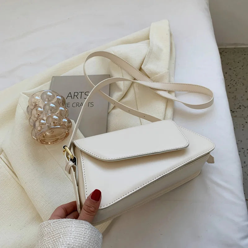 Irregular Flap Small PU Leather Underarm Crossbody Bag