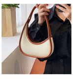 Irregular Shaped Women Shoulder Bags PU Canvas Patchwork Tote Clutch Handbag
