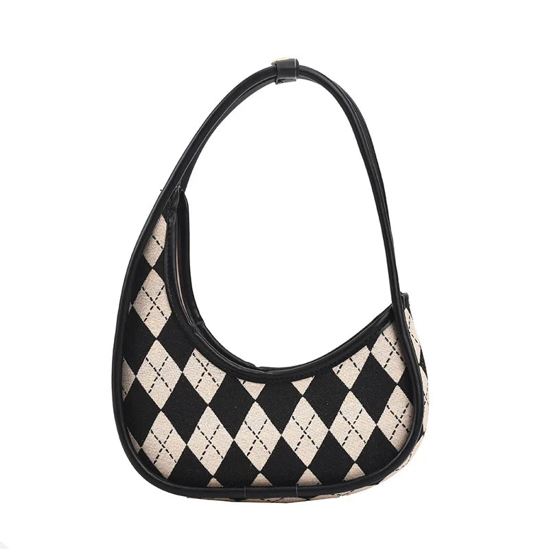 Irregular Shaped Women Shoulder Bags PU Canvas Patchwork Tote Clutch Handbag