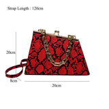 Snake Pattern Triangle Shoulder Purse Chains Women Handbag