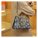 Snake Pattern Triangle Shoulder Purse Chains Women Handbag