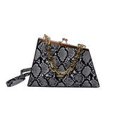 Snake Pattern Triangle Shoulder Purse Chains Women Handbag