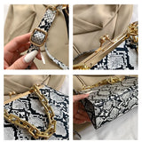 Snake Pattern Triangle Shoulder Purse Chains Women Handbag