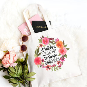 Teacher Canvas Shopping Bag - Big Heart, Little Mind
