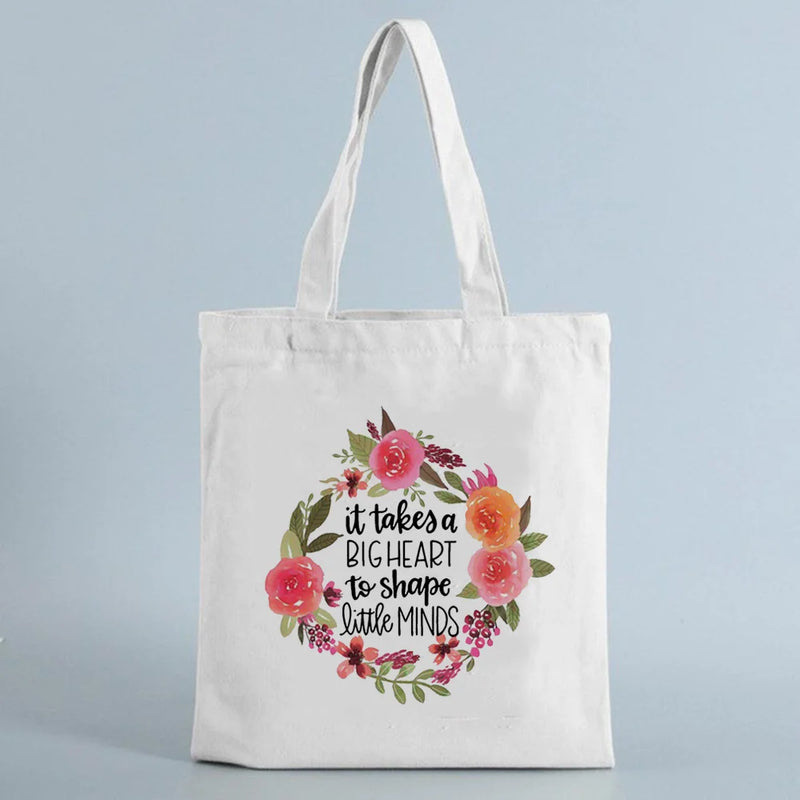Teacher Canvas Shopping Bag - Big Heart, Little Mind