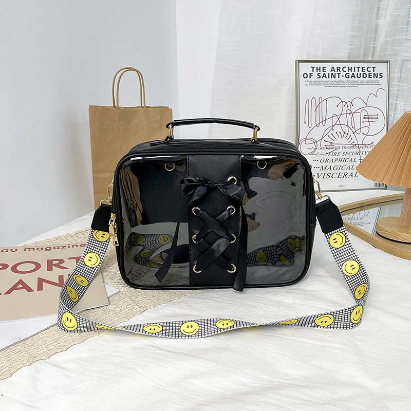 Clear Ita Bag Backpack Crossbody Shoulder Bag with Bow