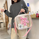 Clear Ita Bag Backpack Crossbody Shoulder Bag with Bow