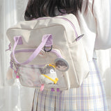 Nylon Bear Japanese Style Transparent PVC Ita Bag One-Shoulder Tote Bag