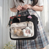 Nylon Bear Japanese Style Transparent PVC Ita Bag One-Shoulder Tote Bag