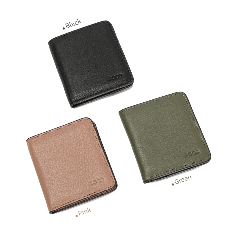 JCCS Leather Wallet Men Women Money Bag Pocket Ladies Short Purse