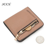 JCCS Leather Wallet Men Women Money Bag Pocket Ladies Short Purse