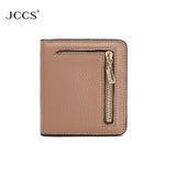 JCCS Leather Wallet Men Women Money Bag Pocket Ladies Short Purse