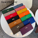 JCCS Leather Wallet Women Men Long Short Purse Money Bag Pocket