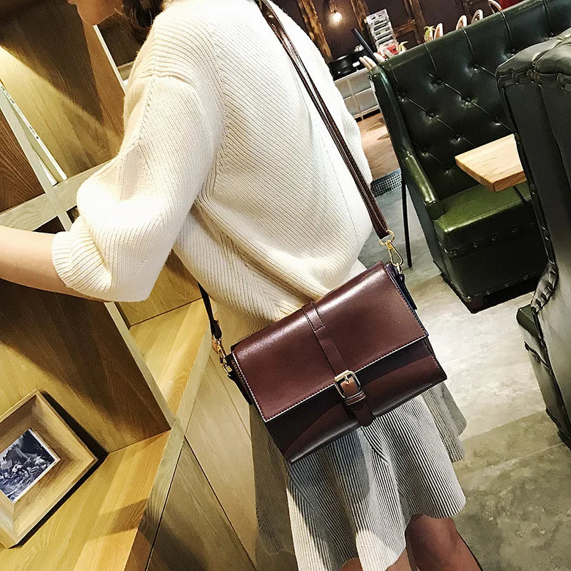 Vintage Lock Shoulder Bag Evening Clutch Leather Crossbody Bag