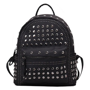 Preppy Leisure Rivet Backpack Solid Shoulder Bag