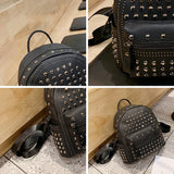 Preppy Leisure Rivet Backpack Solid Shoulder Bag