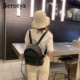 Preppy Leisure Rivet Backpack Solid Shoulder Bag