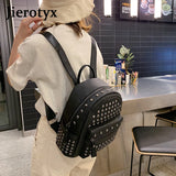 Preppy Leisure Rivet Backpack Solid Shoulder Bag