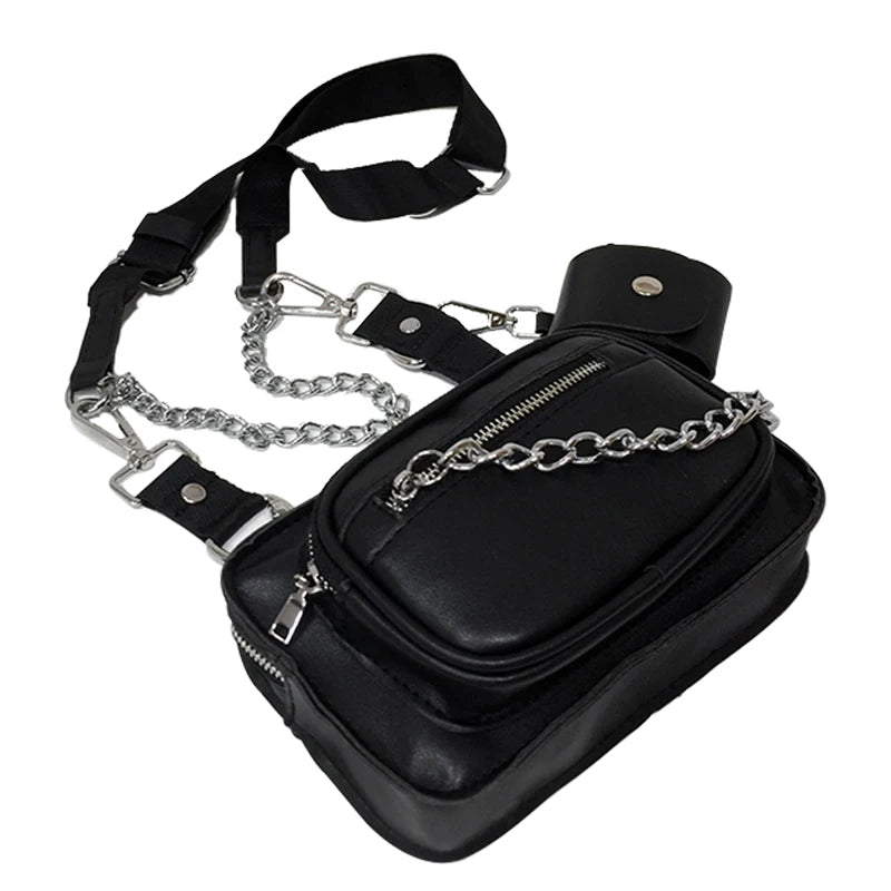 Gothic Style Women Messenger Bag Chains Shoulder Bags