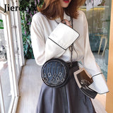 Punk Rivet PU Leather Crossbody Bags Round Chain Purse