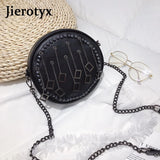 Punk Rivet PU Leather Crossbody Bags Round Chain Purse