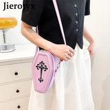 Gothic Cross Coffin Shape Red Shoulder Bag