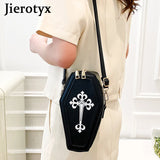 Gothic Cross Coffin Shape Red Shoulder Bag