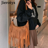 Vintage Tassel Fringe Trim Crossbody Bag Women Shoulder Messenger Purse