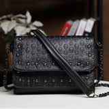 Skull Women Crossbody Bag Leather Small Skull Shoulder Bag Chain Clutch