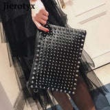 Punk Rock Style Rivet Envelope Bag for Women, Evening Clutch Shoulder Bag