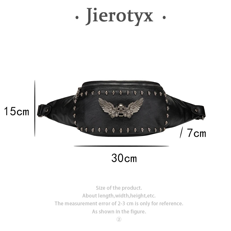 Vintage Skull Rivet Leather Waist Bag Gothic Style