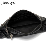 Vintage Skull Rivet Leather Waist Bag Gothic Style