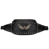 Vintage Skull Rivet Leather Waist Bag Gothic Style