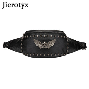 Vintage Skull Rivet Leather Waist Bag Gothic Style