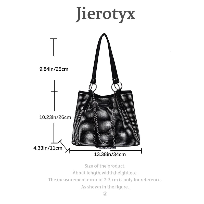 Vintage Gothic Rhinestone Shoulder Tote Bag with Chain
