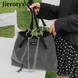 Vintage Gothic Rhinestone Shoulder Tote Bag with Chain
