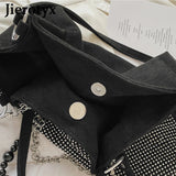 Vintage Gothic Rhinestone Shoulder Tote Bag with Chain