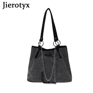 Vintage Gothic Rhinestone Shoulder Tote Bag with Chain