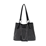 Vintage Gothic Rhinestone Shoulder Tote Bag with Chain