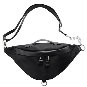 Solid Waist Bag Fanny Packs For Women Chain Strap Punk Female Belt Bag