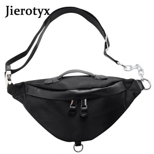 Solid Waist Bag Fanny Packs For Women Chain Strap Punk Female Belt Bag