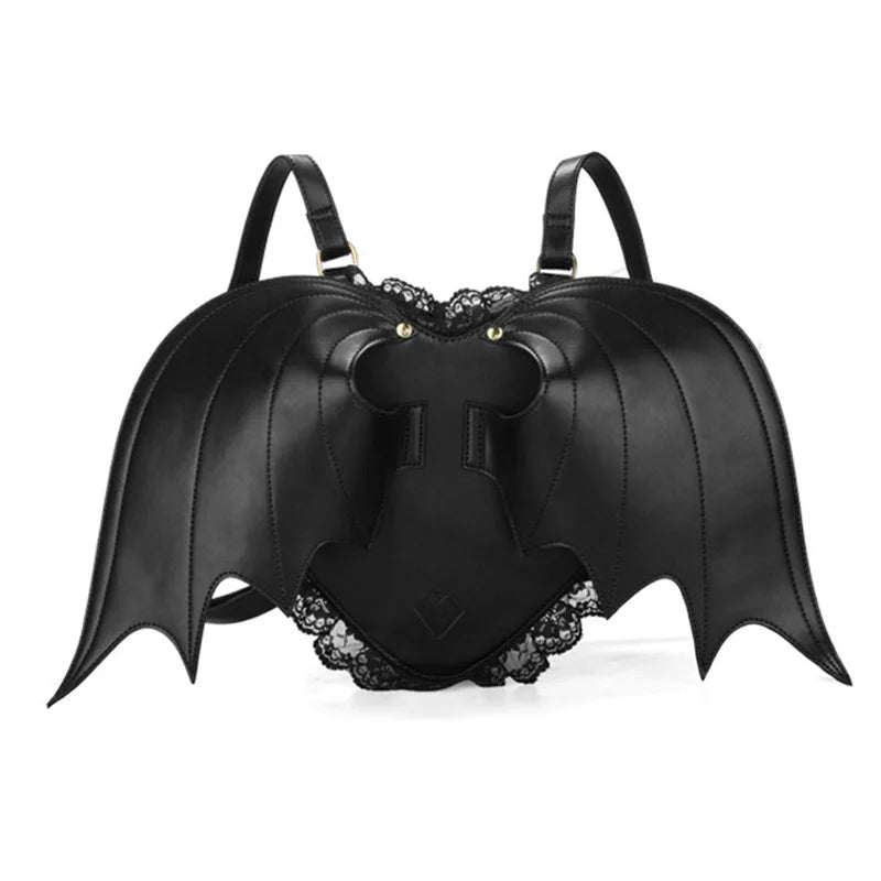 Gothic Bat Wing Women Backpack Bag Punk School Bags for Girl