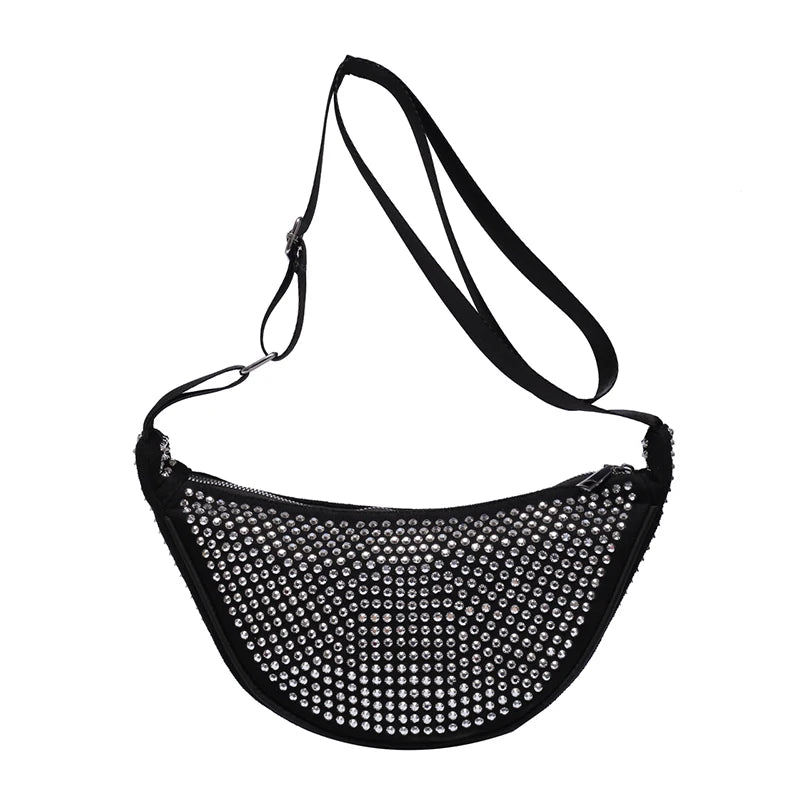 Hobos Bags Diamonds Underarm Bag Women Shoulder Strap Lady Party Rhinestone