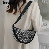 Hobos Bags Diamonds Underarm Bag Women Shoulder Strap Lady Party Rhinestone