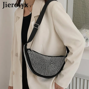 Hobos Bags Diamonds Underarm Bag Women Shoulder Strap Lady Party Rhinestone