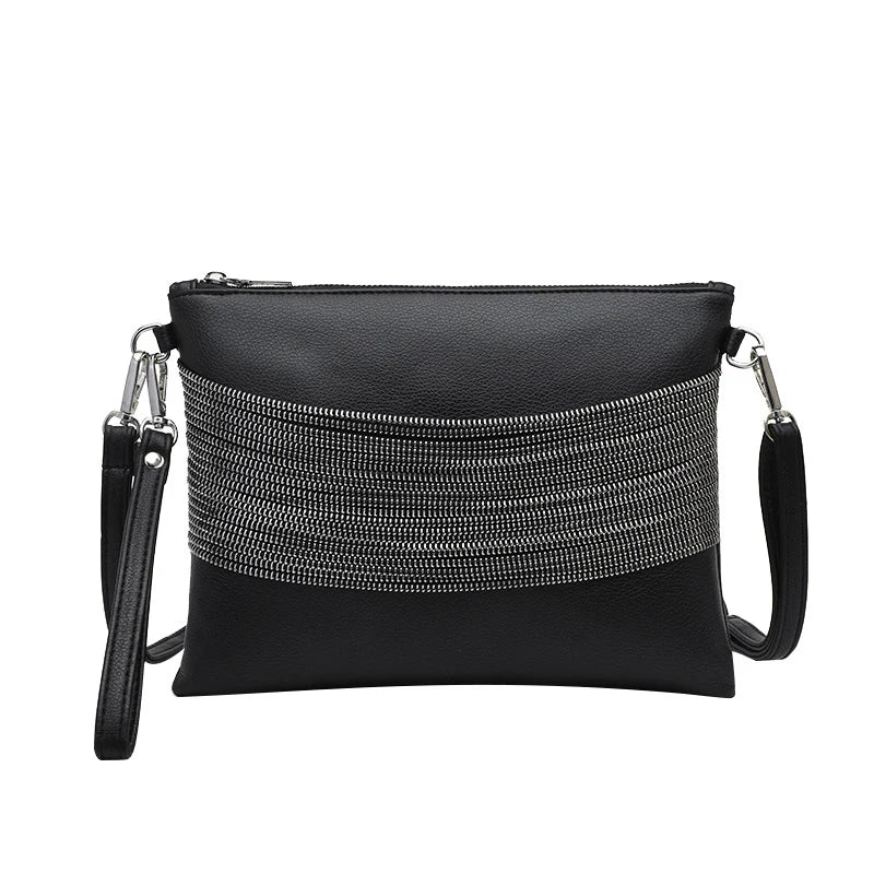Tassel Chain Leather Envelope Clutch Crossbody Bag