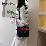 Square Women Crossbody Bags Leather Bow Casual Shoulder Bags