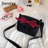 Square Women Crossbody Bags Leather Bow Casual Shoulder Bags